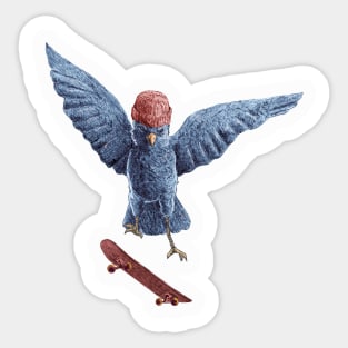 Bird doing skateboard maneuver Sticker